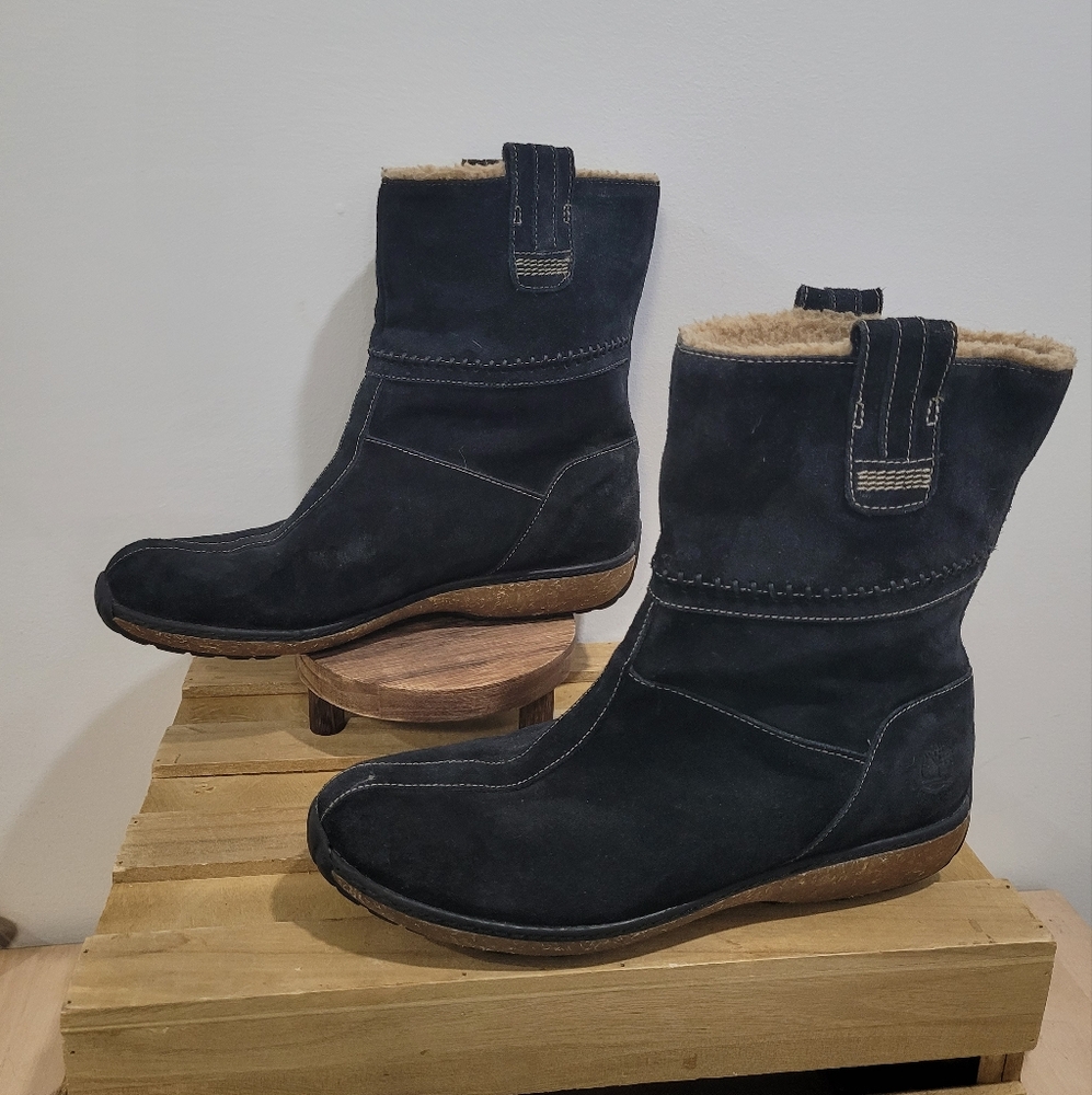 Timberland Earth Keepers Black Low Leather Suede Booties
